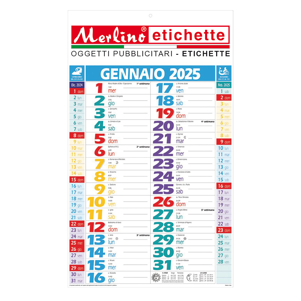 CALENDARIO OLANDESE MULTICOLOR TRITTICO