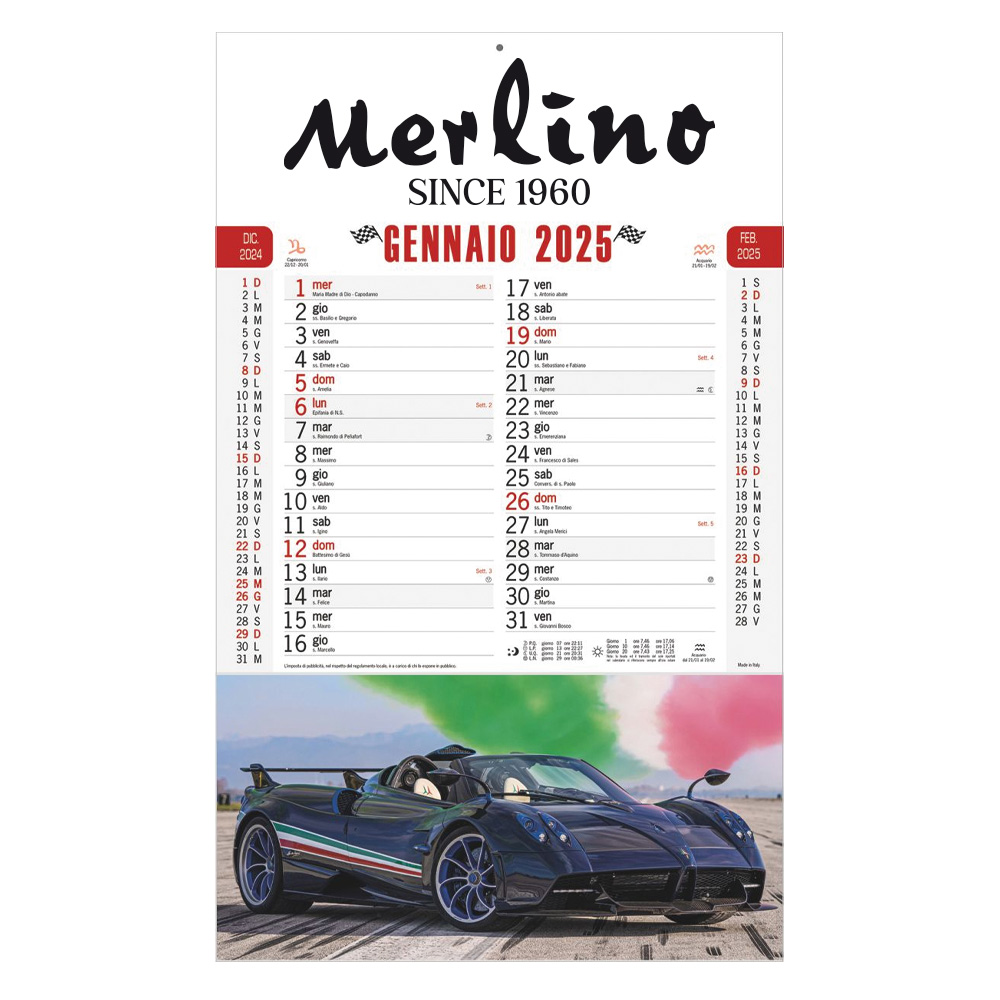 ONE-MONTH CALENDAR SPORT CAR