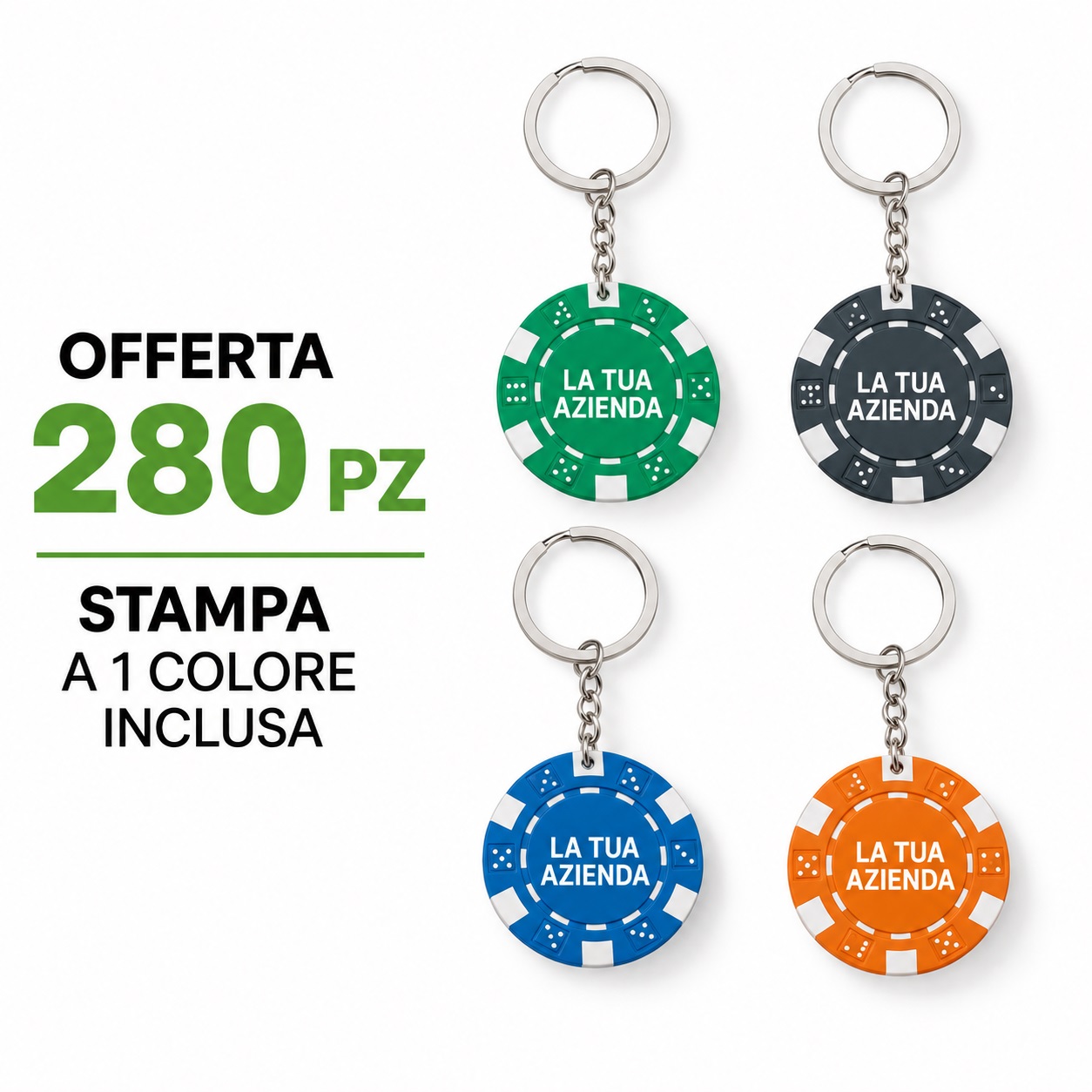 PORTACHIAVE FICHES 2222 LOTTO DA 280 PZ IN COLORI ASSORTITI