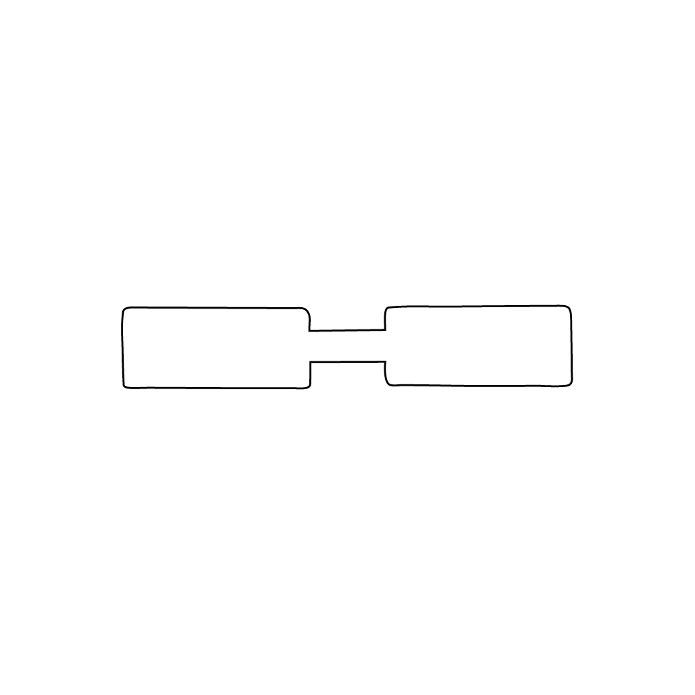 ADHESIVE LABEL IN SPOOL double shaped 57X10 mm